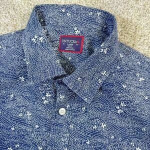 UNTUCKit Joaquin Slim Fit Navy Floral Print Short Sleeve Button Down Shirt Large